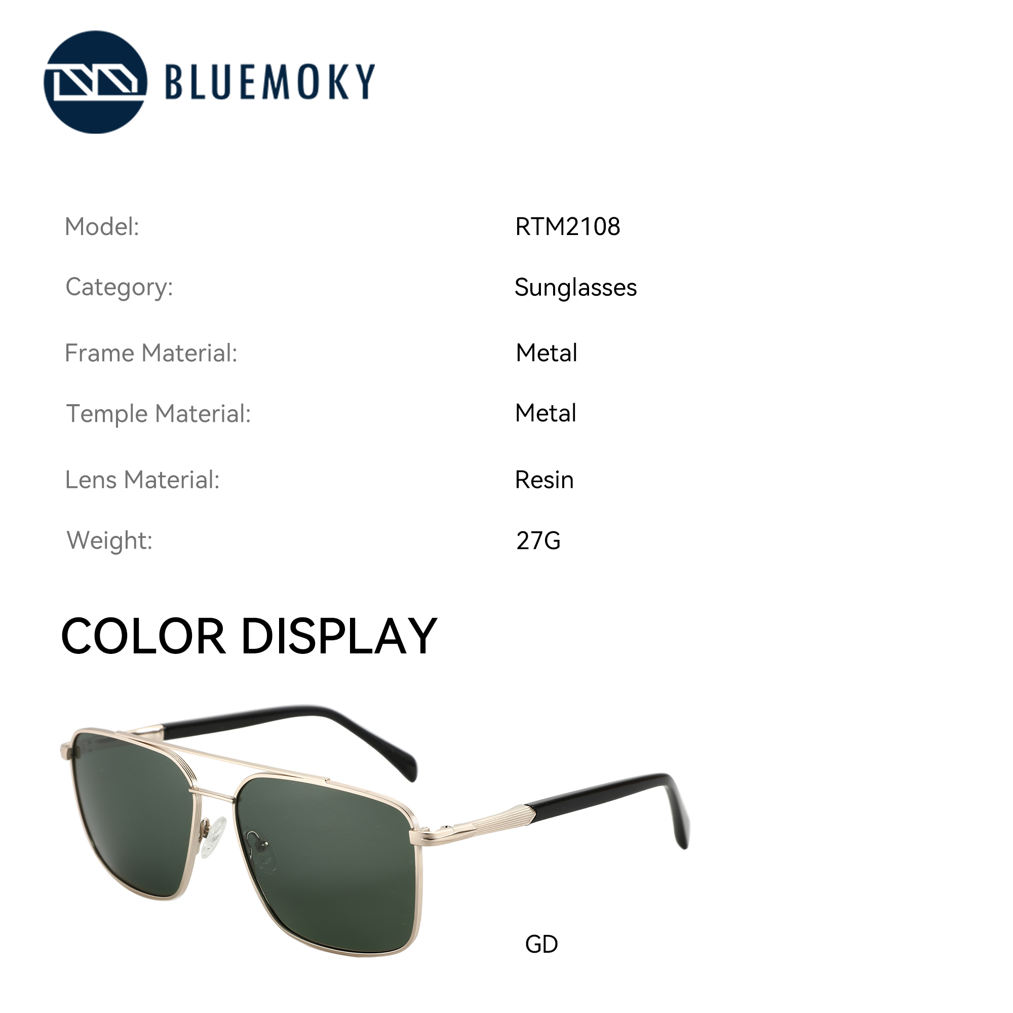 BLUEMOKY L Size Fashion Metal  - Sunglasses Aviator Polarized 评论和价格