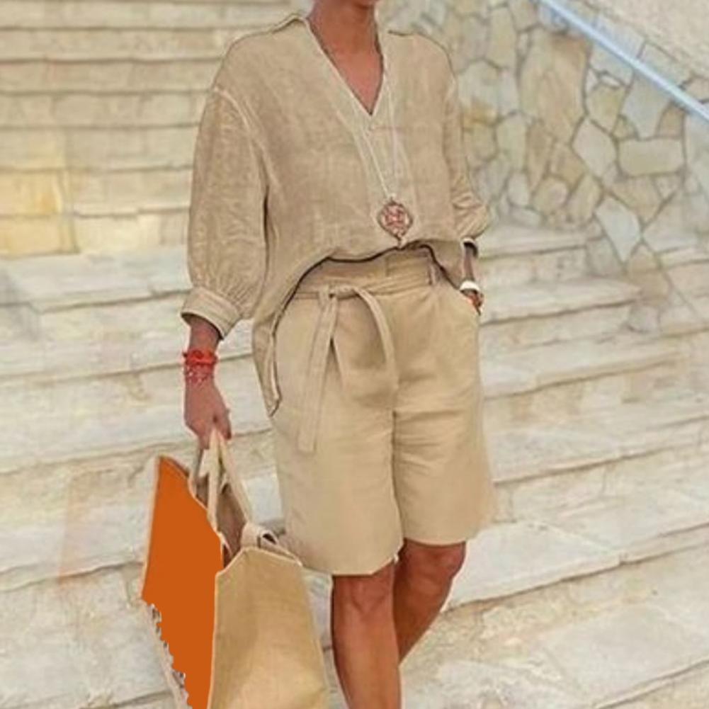 Cotton Linen Women's Two Piece - Linen Shirt Breathable 评论和价格